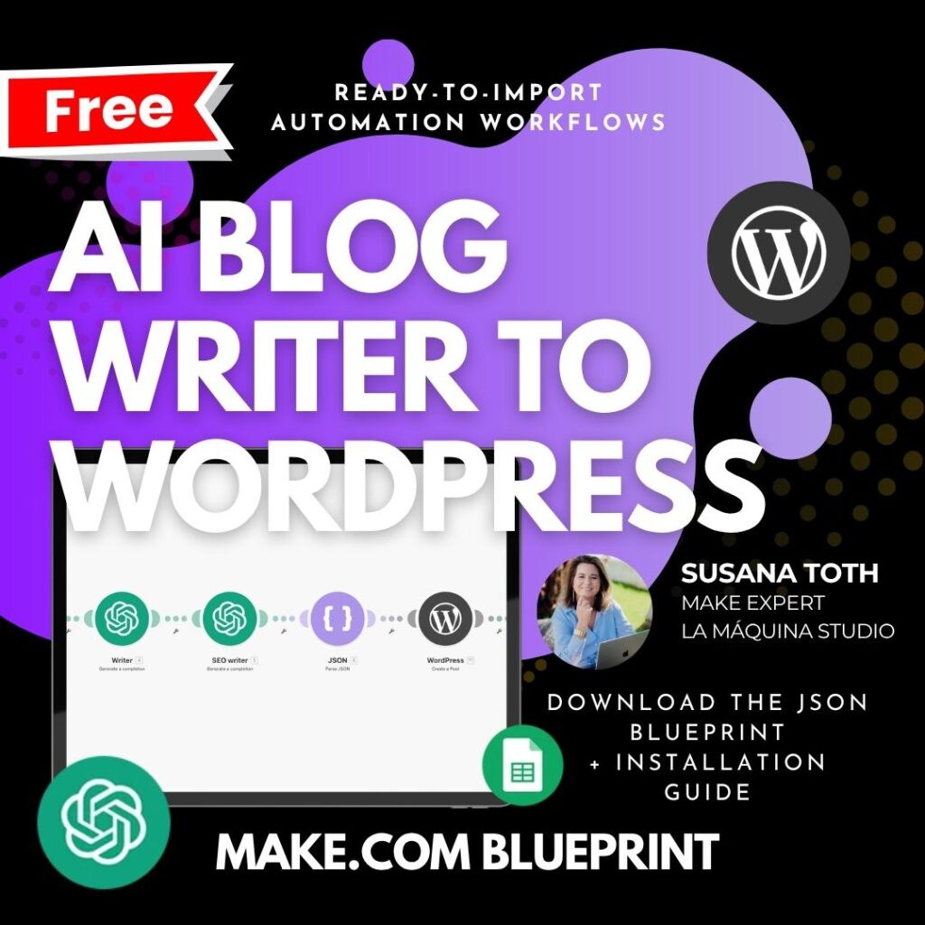 FREE Make.com Blueprints - AI Blog Writer to WordPress + setup guide