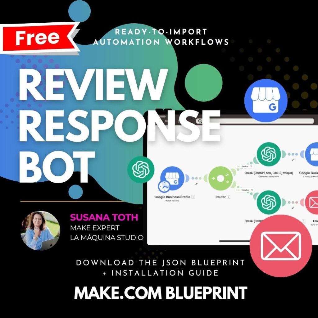FREE Make.com Blueprints - Review Response Bot + setup guide